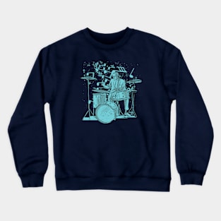 Retro Jazz Drummer Illustration Crewneck Sweatshirt